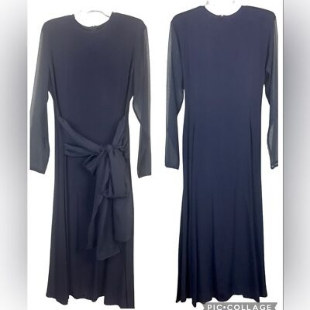 Black Vintage Bonnie Marx, Sheer Long Sleeve Dress, Size 11